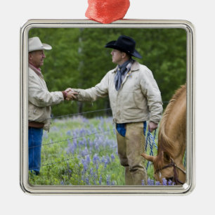 Viehzüchter, die Hände über herein fechten rüt Silbernes Ornament
