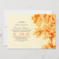 vieil arbre orange watercolor invitation mariage