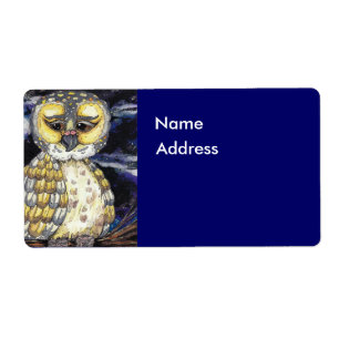 Vieil étiquette sage de hibou