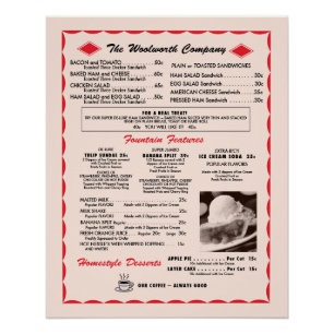 Vieille affiche de menu