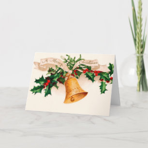 Vieille carte de Noël de mode - houx