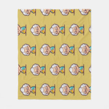 Vieille dame avec couverture de poulet