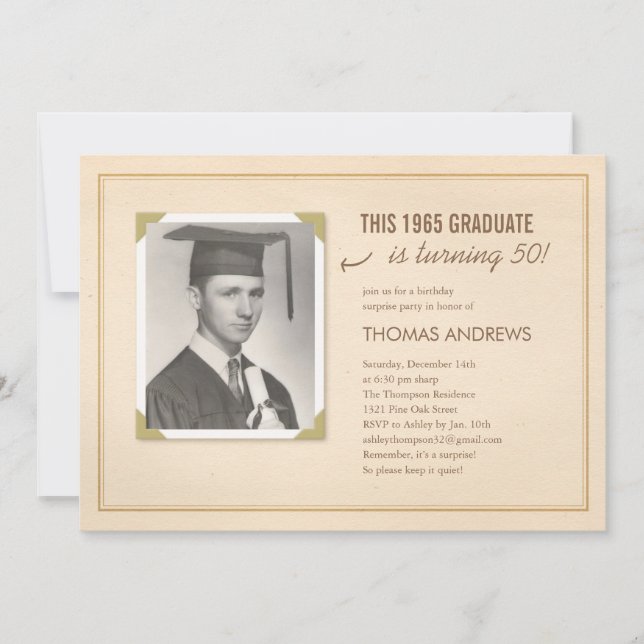 Vieille invitation classique d'anniversaire de (Devant)