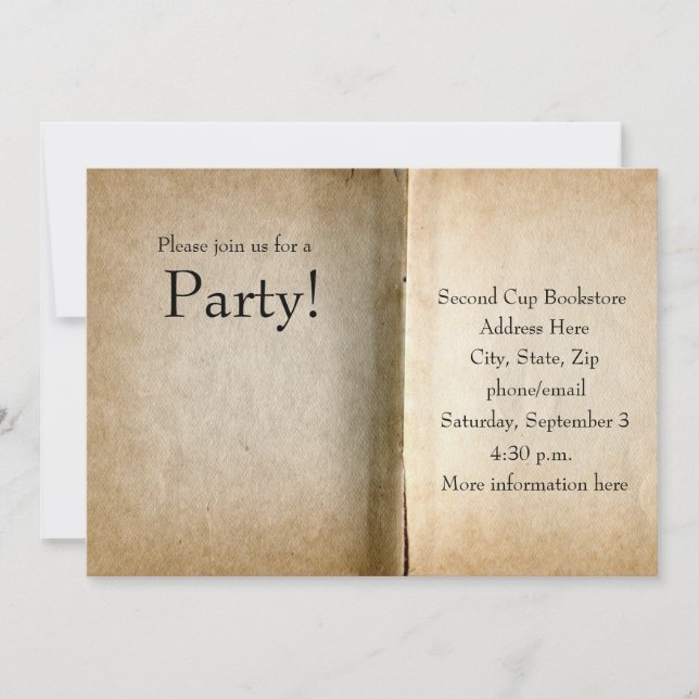 Vieille invitation de livre de pages (Devant)
