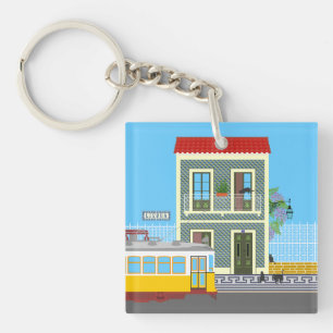 Vieille maison de Lisbonne avec chats et tramway j