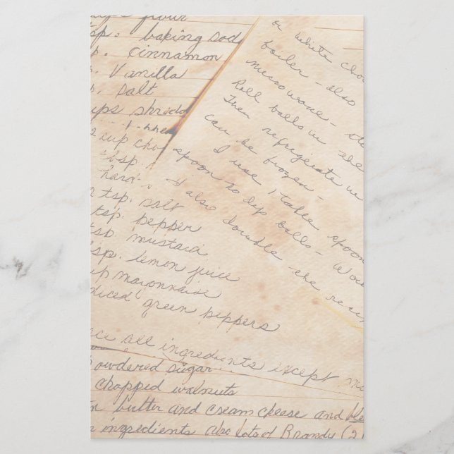 Vieille papeterie de recettes de famille (Devant)