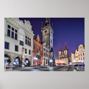 Vieille place de Prague, affiche de tour d'horloge