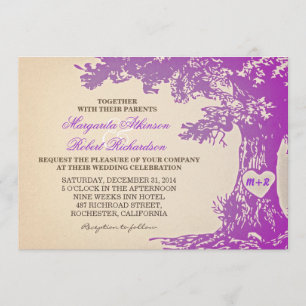 vieilles invitations vintages pourpres de mariage