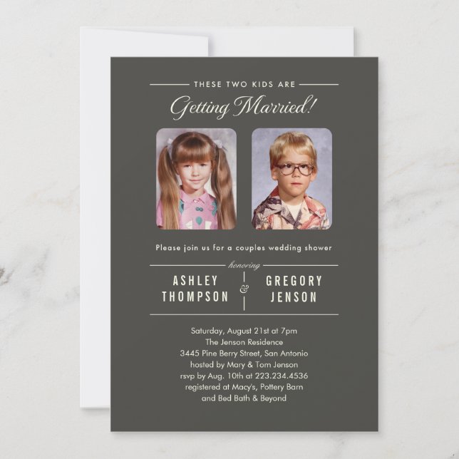 Vieilles photos Couples Invitations Wedding shower (Devant)