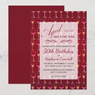 Vieilli Comme Vin Fin Anniversaire Invitation
