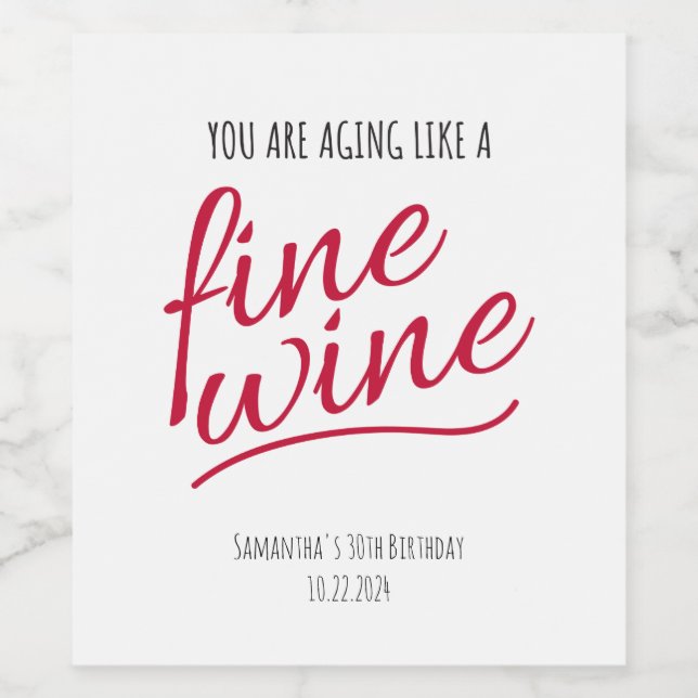 Vieillir Comme Un Vin Fin Étiquettes Personnalisés (Étiquettes simples)