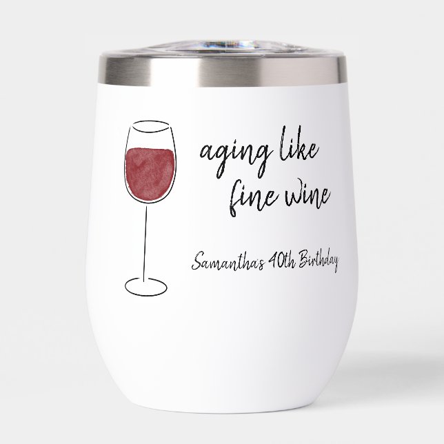 Vieillir Comme Vin Fin Vin Rouge Verre Anniversair (Avant)