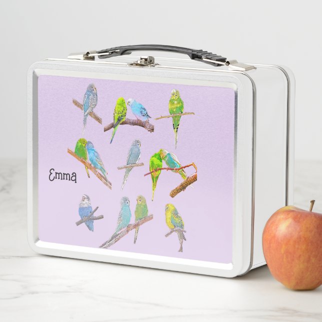Viel bunte Parakeets Metall Brotdose (Beispiel)