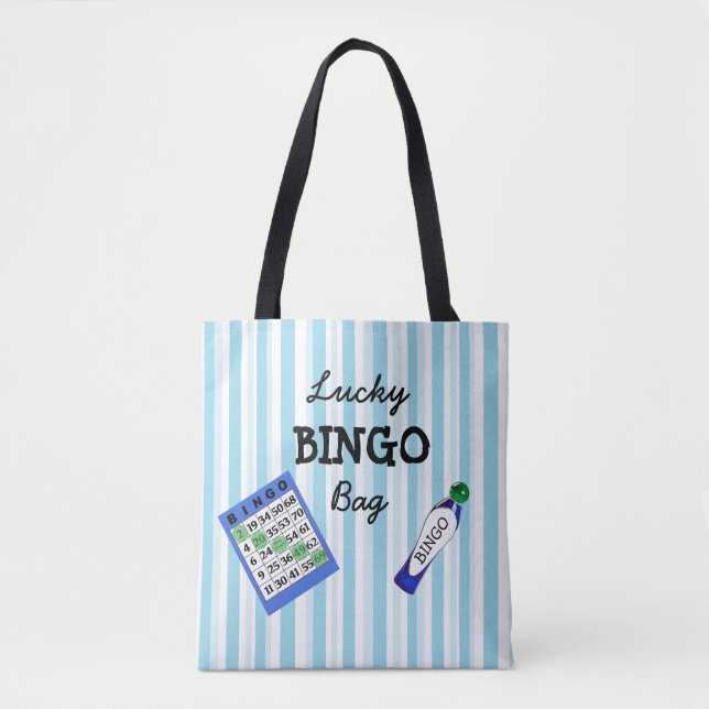 Viel Glück BINGO Taschen-Blau Striped Tasche (Vorderseite)