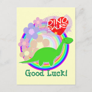 Viel Glück Blume Dinosaurier Postkarte