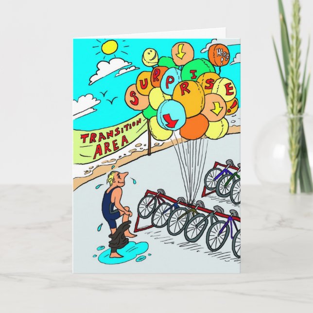 Viel Glück Card for Triathlete - Triathlon Balloon Karte (Vorderseite)