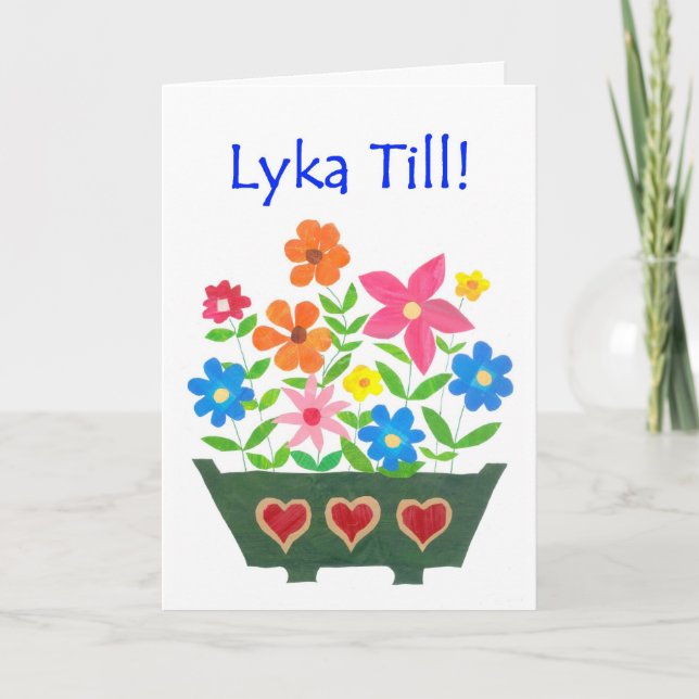 Viel Glück Card, Schwedische Gruß - Blume Power Karte (Vorderseite)