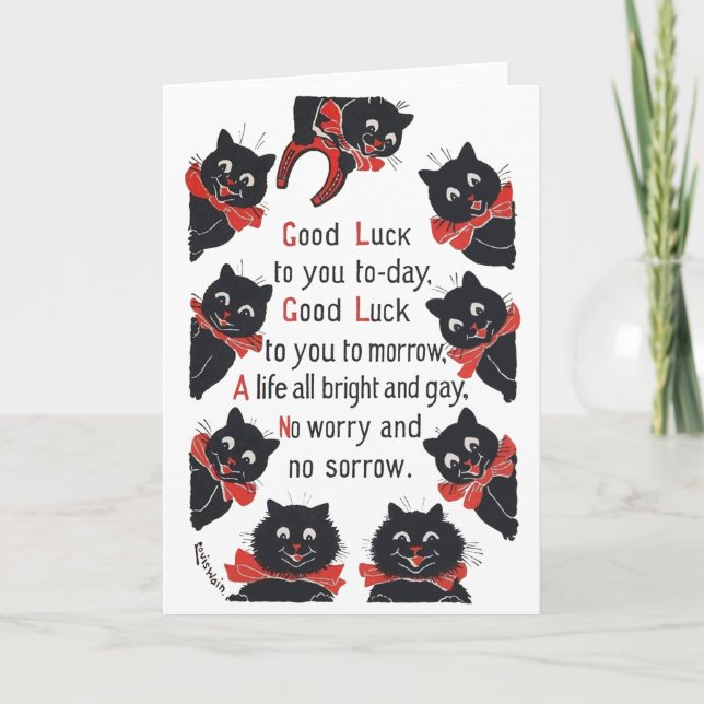 Viel Glück Cats, Louis Wain Karte (Vorderseite)