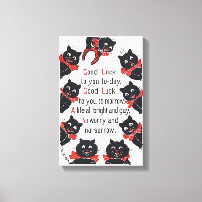 Viel Glück Cats, Louis Wain Leinwanddruck (Vorderseite)