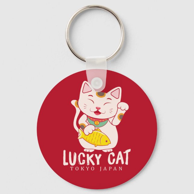 Viel Glück Charm Lucky Cat Maneki Neko Schlüsselanhänger (Vorderseite)