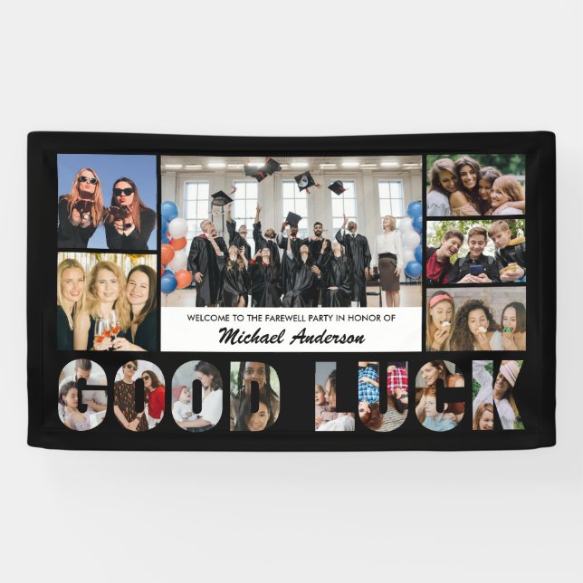 Viel Glück Foto Collage Colleague Farewell Party Banner (Horizontal)
