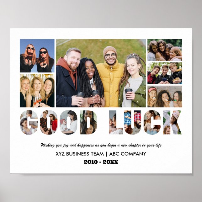 Viel Glück Foto Collage Office Colleague Farewell Poster (Vorne)
