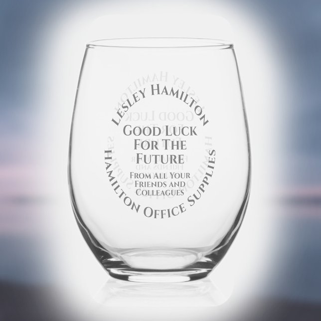 Viel Glück für die Zukunft Verlassend Geschenk Weinglas Ohne Stiel (Von Creator hochgeladen)