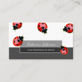Viel Glück gepunktete Ladybugs, elegantes graues R Visitenkarte