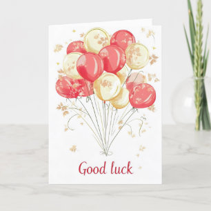 Viel Glück Gold Red Balloons Feiertagskarte