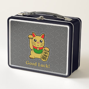 Viel Glück! Golden Lucky Cat Metall Brotdose