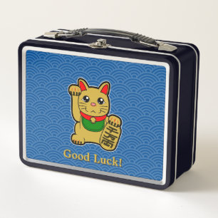 Viel Glück! Golden Lucky Cat Metall Brotdose