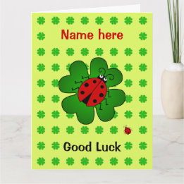 Viel Glück großer individuelle Name-Ladybug-Klee Karte