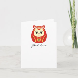Viel Glück Kawaii Style Daruma Card Karte
