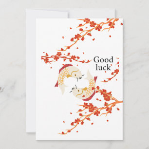 Viel Glück Koi Fisch mit Sakura   Elegant Japanisc Einladung