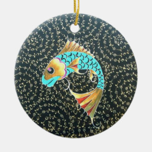 Viel Glück Koi Fisch-Symbol des Vermögens Keramikornament