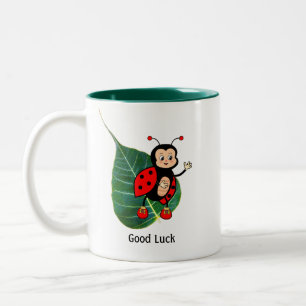 Viel Glück Ladybug am Leaf Zweifarbige Tasse