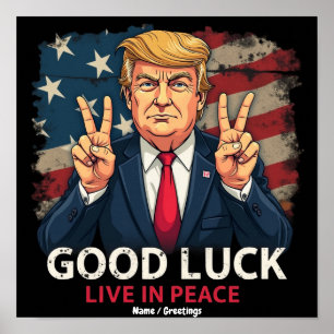 Viel Glück, Lebe in Frieden Lustiger Patriotischer Poster