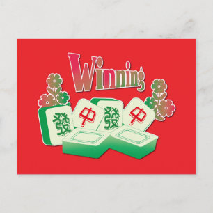 Viel Glück Mahjong Gewinnkacheln Blumen Postkarte