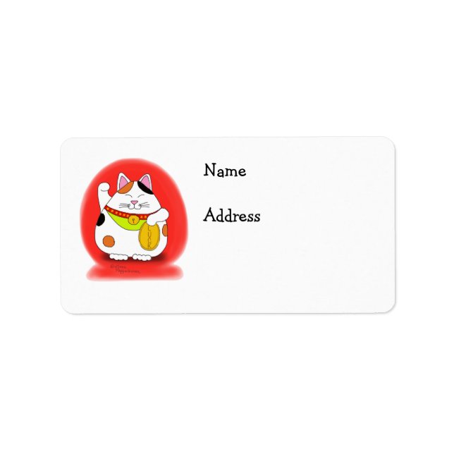 Viel Glück Maneki Neko Adressaufkleber (Vorne)