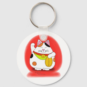Viel Glück Maneki Neko Schlüsselanhänger