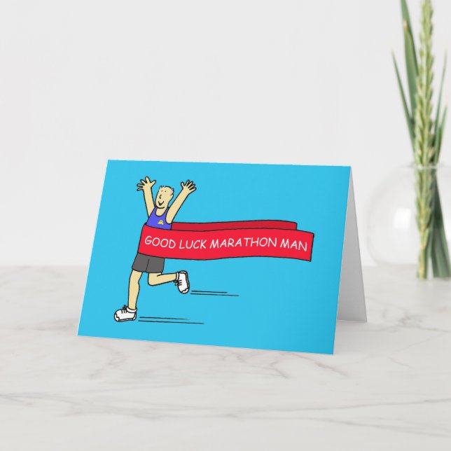 Viel Glück Marathon Man Cartoon Spaß Karte (Vorderseite)
