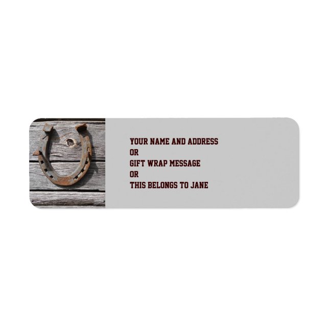 Viel Glück Rustic Horseshoe Design Labels (Vorne)