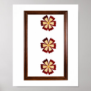 Viel Glück-Set von drei braunen Blume in einem Rah Poster