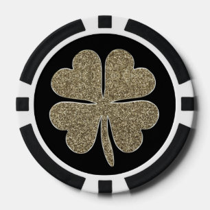 Viel Glück-Symbol-vierblättriges Kleeblatt Pokerchips