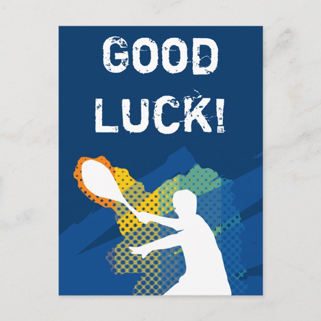 viel Glück-Tennis-Postkarte Postkarte (Vorderseite)