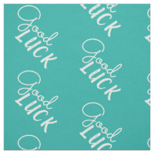 Viel Glück-Türkis-Weiß-Typografie Stoff
