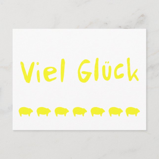 Viel Glück und 7 Schweinchen Postkarte (Vorderseite)