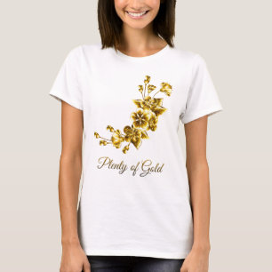 Viel Gold Elegantes Floral Weiß & Gold T-Shirt