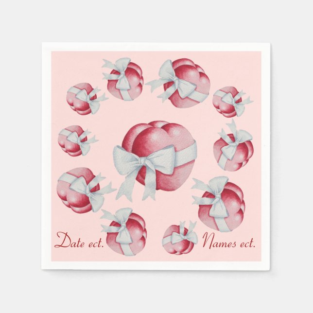 viel Herz und Bogen rot und rosa Serviette (Vorderseite)