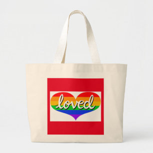 VIEL LOVED - Gestokoriert - Rainbow - Liebe Herz Jumbo Stoffbeutel
